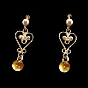 SOLD Authentic Norwegian Sølje Earrings - Silver Filigree & Gold Vermeil Discs